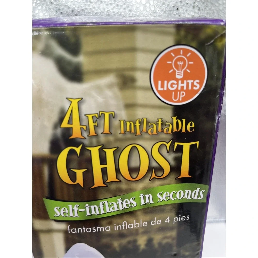 Halloween Inflatable Ghost Boo Blow Up 4 ft. Tall Huntington Home Weighted Lites